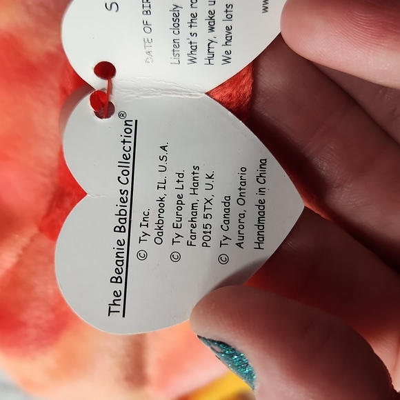 🕸Vintage Ty Beanie Baby Strut The Tie Dye Rooster 1996 P.E. Pellets - Picture 10 of 12